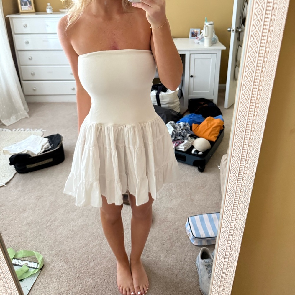 Cocolillys white strapless mini dress size